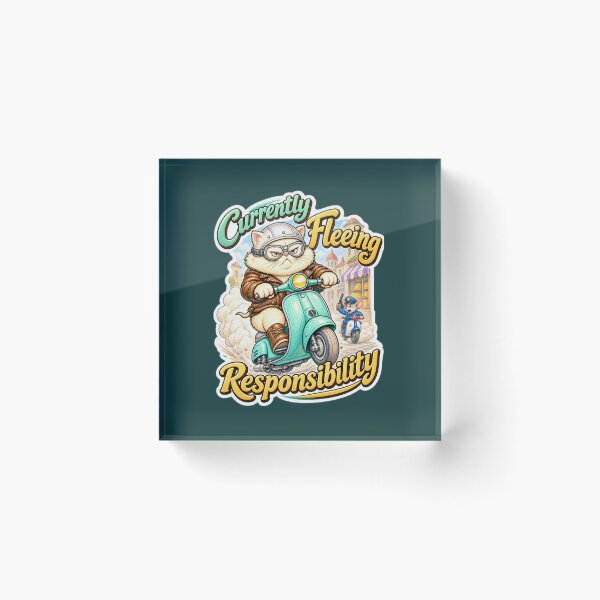 Item preview, Currently Fleeing Responsibility – Grumpy Cat Scooter Chase designed and sold by LakeshoreLegendsAndLight .