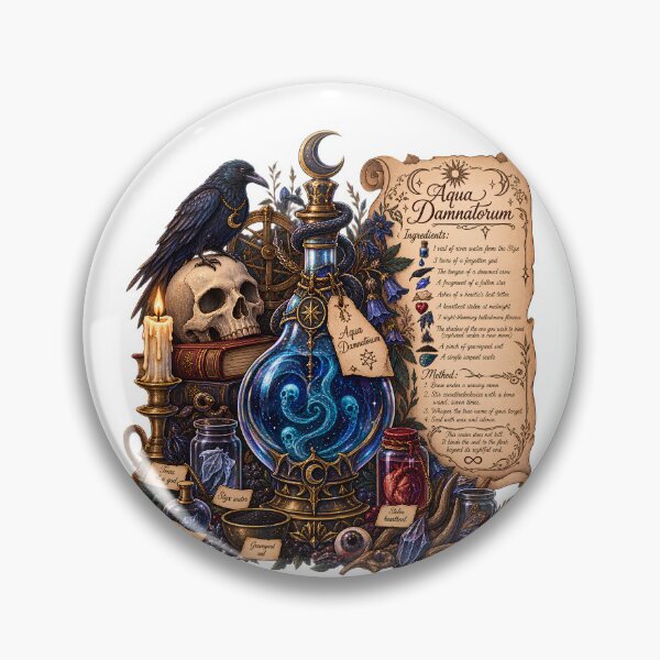 Item preview, Aqua Damnatorum Potion - Cursed Elixir of Binding Souls Dark Academia designed and sold by Neurospicy Trolls.
