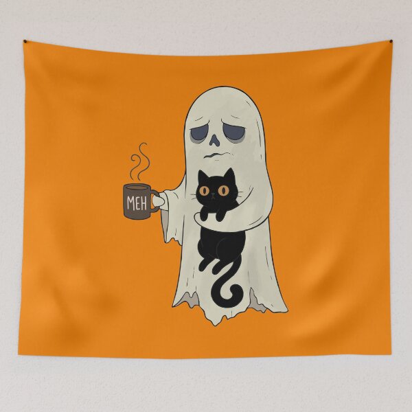 Item preview, Ghost Cat Coffee Mood for Spooky Cat Lovers designed and sold by FreshVibe Prints.