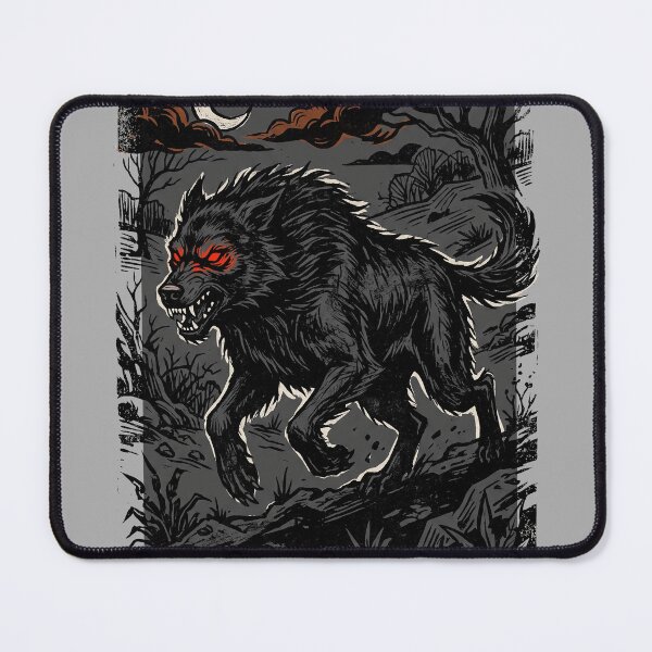 Item preview, Black Shuck Werewolf Phantom Dog Gothic Cryptid Illustration designed and sold by KiwiRider.