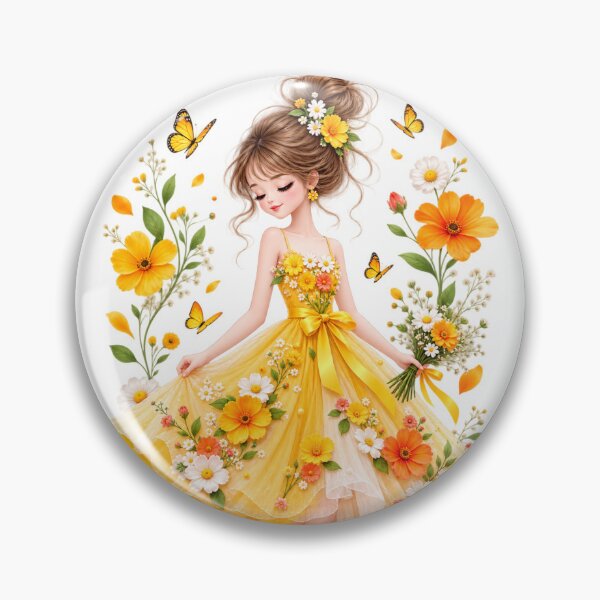 Item preview, girl in yellow floral dress designed and sold by Reshmakhan.