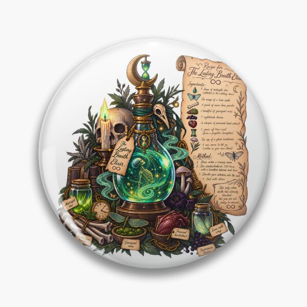 Item preview, The Lasting Breath Elixir - Immortality Potion Recipe Dark Academia designed and sold by Neurospicy Trolls.