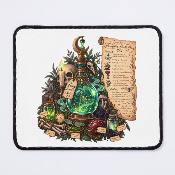Item preview, The Lasting Breath Elixir - Immortality Potion Recipe Dark Academia designed and sold by Neurospicy Trolls.
