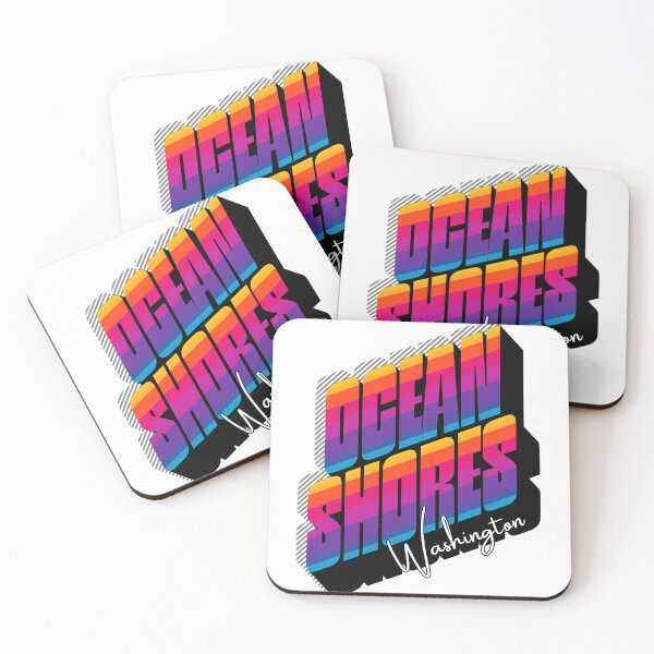Item preview, Ocean Shores Washington Retro Sunset 80s Vintage Travel T-Shirt Design designed and sold by DonnaRaine.
