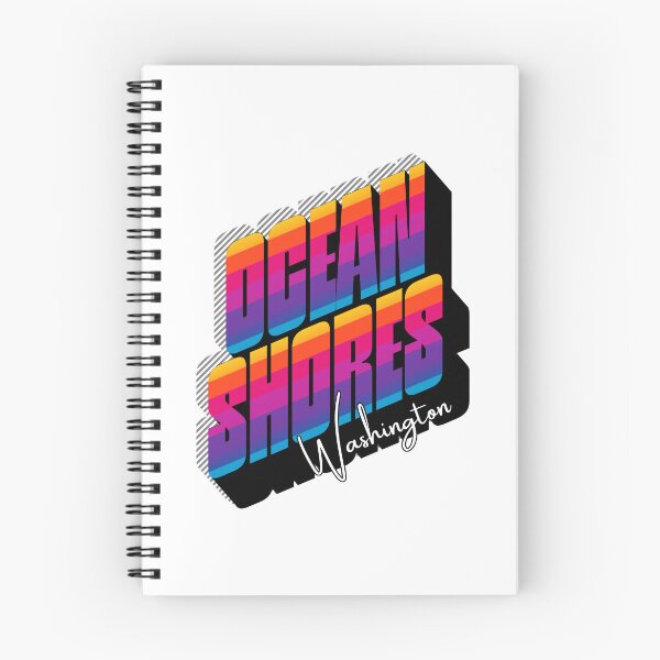 Artikelvorschau, Ocean Shores, Washington – Retro-Sonnenuntergang im 80er-Jahre-Vintage-Reise-T-Shirt-Design entworfen und verkauft von DonnaRaine.