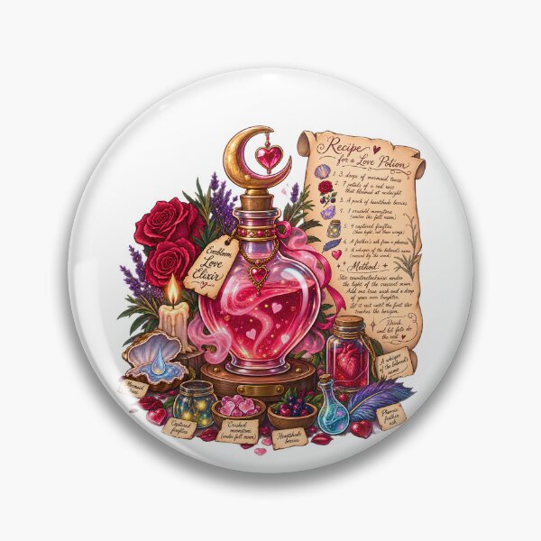 Item preview, Everbloom Love Elixir - Recipe for a Love Potion Dark Academia designed and sold by Neurospicy Trolls.