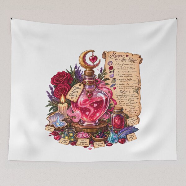 Item preview, Everbloom Love Elixir - Recipe for a Love Potion Dark Academia designed and sold by Neurospicy Trolls.
