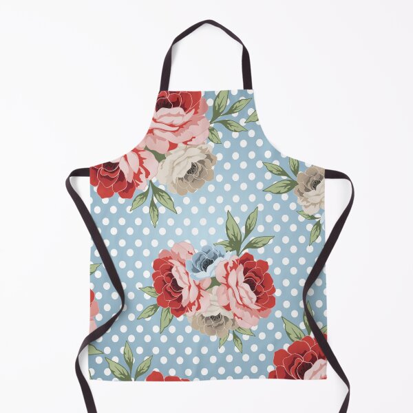 Item preview, Charming Vintage Floral Polka Dot Pattern with Blue Background and Vibrant Blooms designed and sold by Johnnies.