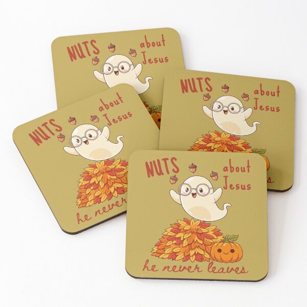 Item preview, Halloween Acorn Nuts About Jesus He Never Leaves Cute Ghost Love Jesus Christ and Fall  designed and sold by Forevermore.