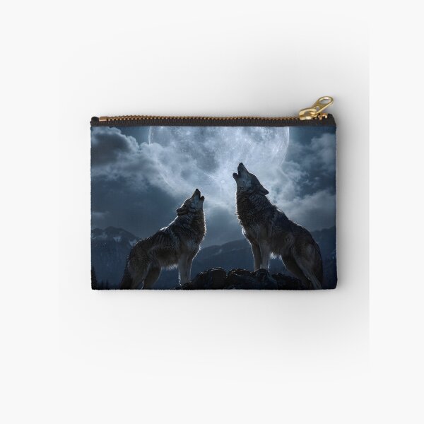 Item preview, Howling Wolves Full Moon Fine Art Nature Photography Wall Art Gift for Wildlife Lovers designed and sold by Nightarel.