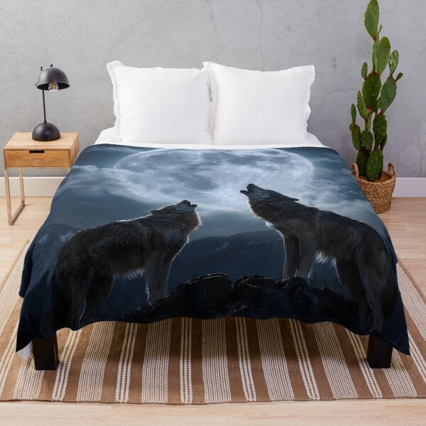 Item preview, Howling Wolves Full Moon Fine Art Nature Photography Wall Art Gift for Wildlife Lovers designed and sold by Nightarel.