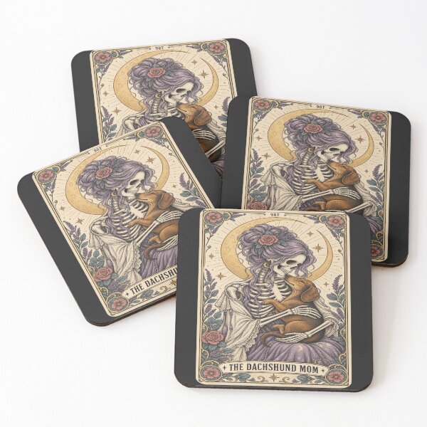 Item preview, Gothic Dachshund Mom Skeleton Tarot designed and sold by POD DYNASTY | Original Print On Demand T-Shirt Graphics.