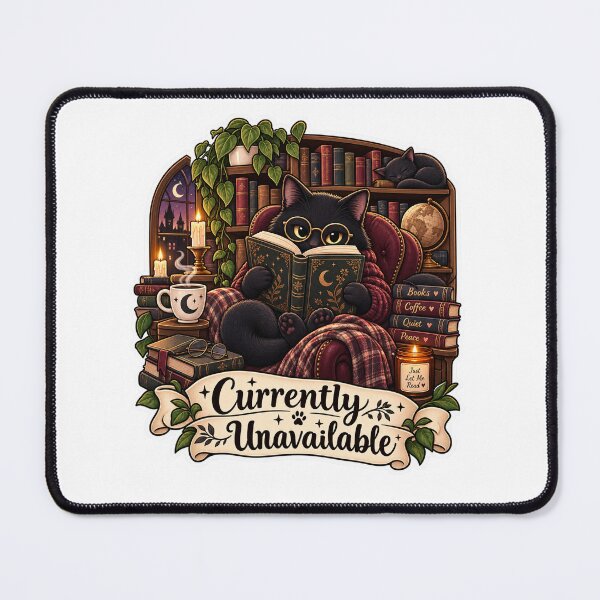 Item preview, Gothic Black Cat Reading Library Currently Unavailable Sticker designed and sold by ismai6.
