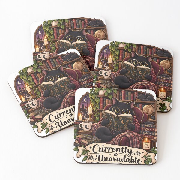 Item preview, Gothic Black Cat Reading Library Currently Unavailable Sticker designed and sold by ismai6.
