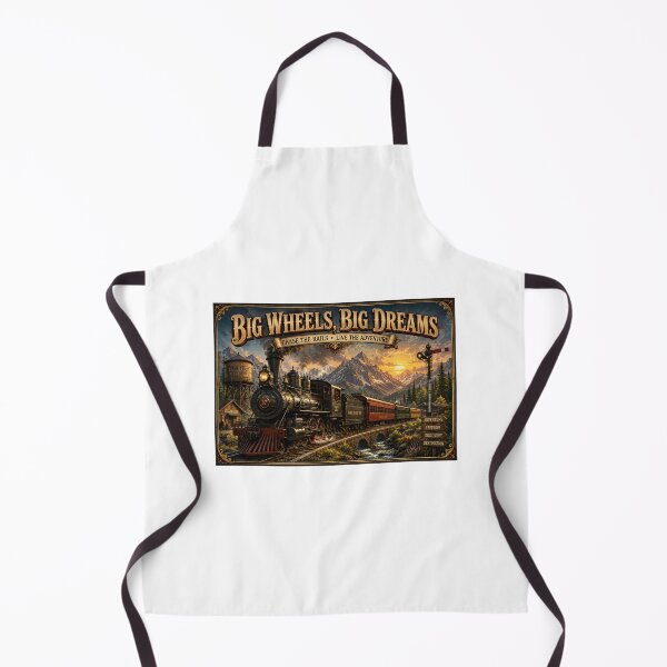 Item preview, Big Wheels, Big Dreams – Vintage Steam Train Railway Poster designed and sold by ASABCreative.
