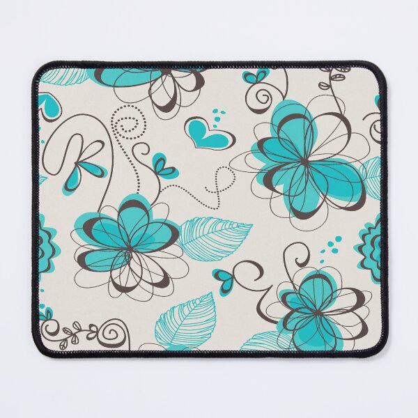 Item preview, Playful Turquoise Floral and Abstract Pattern on Beige Background" designed and sold by Johnnies.