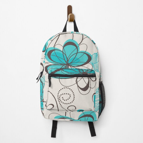 Item preview, Playful Turquoise Floral and Abstract Pattern on Beige Background" designed and sold by Johnnies.
