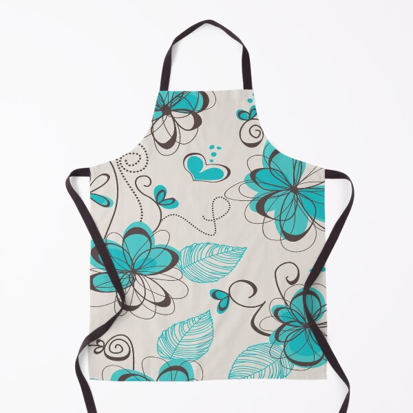 Item preview, Playful Turquoise Floral and Abstract Pattern on Beige Background" designed and sold by Johnnies.