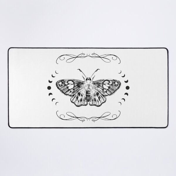 Item preview, Black and White Moth Illustration with Lunar Eclipes designed and sold by CursedButCute1.