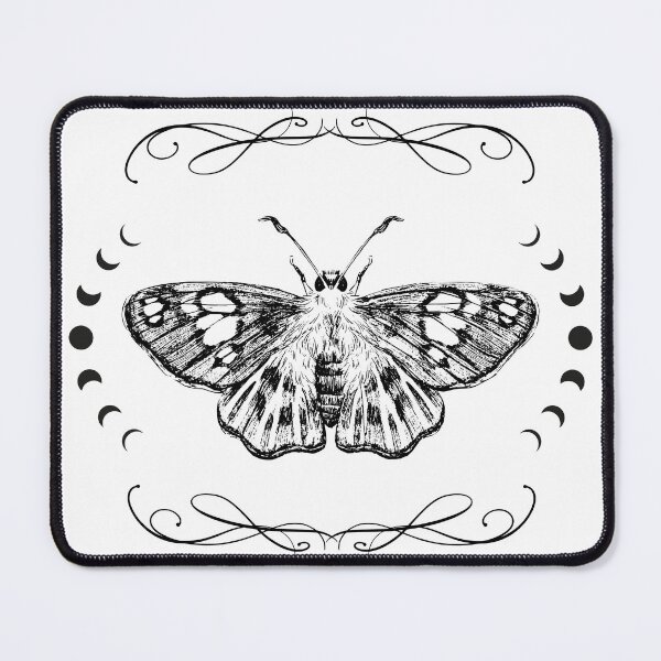 Item preview, Black and White Moth Illustration with Lunar Eclipes designed and sold by CursedButCute1.