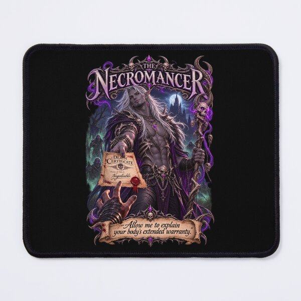 Item preview, The Necromancer – Extended Warranty | Dark Fantasy RPG Humor designed and sold by The Wayward Heroes Guild.