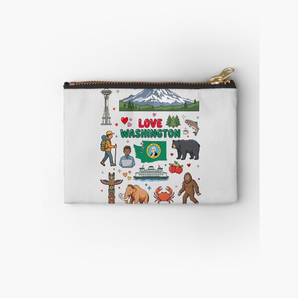 Item preview, Love Washington State Aesthetic Landmarks Culture & Nature Doodles designed and sold by mashmosh.