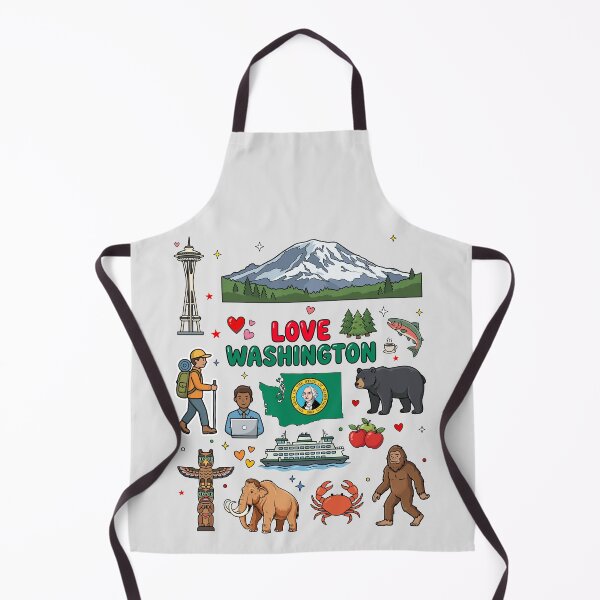 Item preview, Love Washington State Aesthetic Landmarks Culture & Nature Doodles designed and sold by mashmosh.