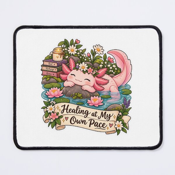 Item preview, Cute Axolotl Healing at My Own Pace Cottagecore Sticker designed and sold by ismai6.