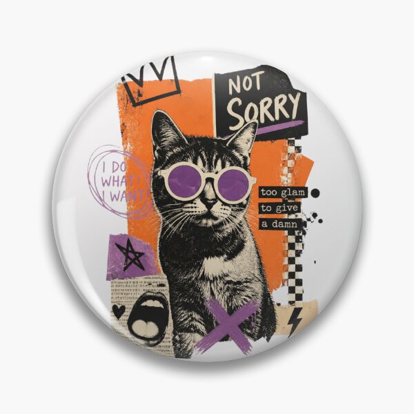 Item preview, Sassy Punk Cat with Sunglasses Orange and Black Collage Art designed and sold by ERODED SELF.
