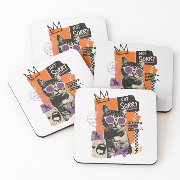 Item preview, Sassy Punk Cat with Sunglasses Orange and Black Collage Art designed and sold by ERODED SELF.