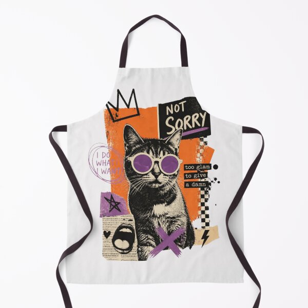 Item preview, Sassy Punk Cat with Sunglasses Orange and Black Collage Art designed and sold by ERODED SELF.