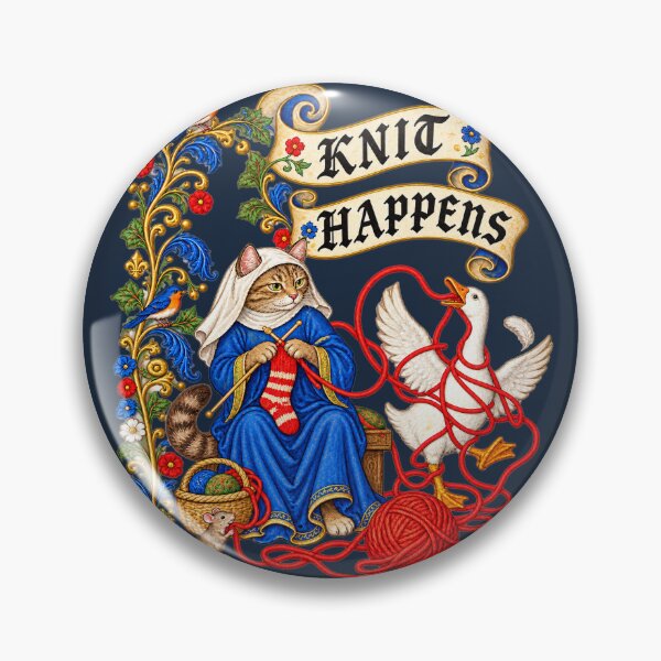 Item preview, Knit Happens – Medieval Cat and Goose Knitting Humor designed and sold by TWPub.