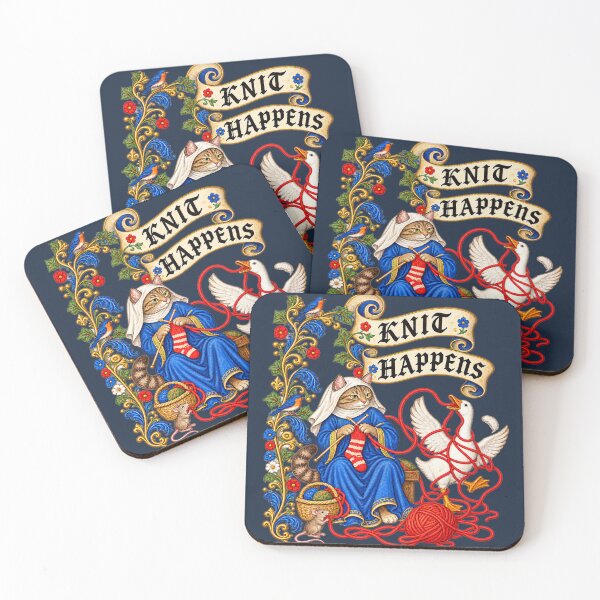 Item preview, Knit Happens – Medieval Cat and Goose Knitting Humor designed and sold by TWPub.