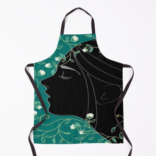 Item preview, Silhouetted Woman with Intricate Floral Vine Patterns on Teal Background" designed and sold by Johnnies.