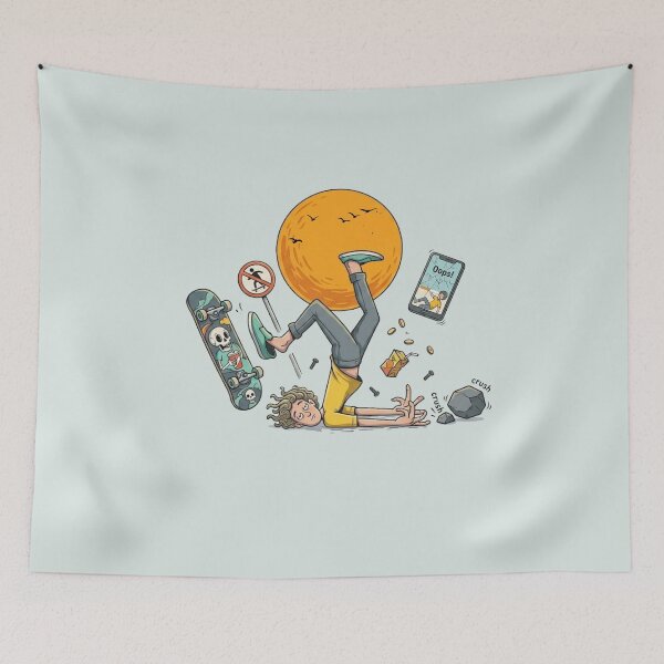 Item preview, Skateboard Oops Cartoon – Funny Skateboarding Fail Visual Joke designed and sold by waikibi ⭐⭐⭐⭐⭐.
