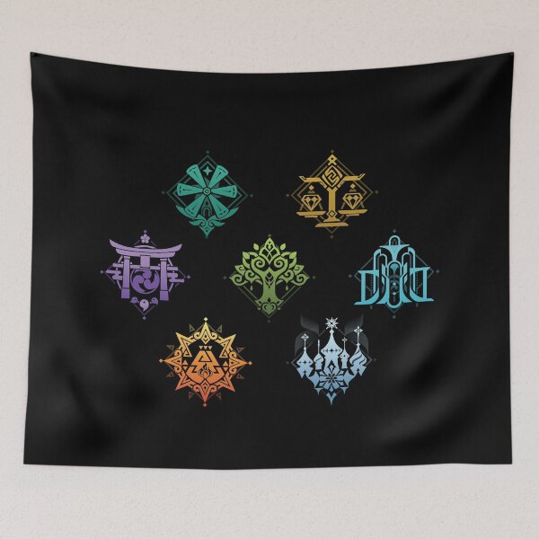 Item preview, Teyvat 7 regions logos Genshin Impact designed and sold by damomonkey.