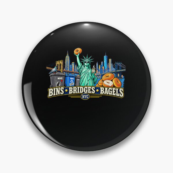 Item preview, Funny NYC Cleaner Streets Liberty Bagels Bridges Bins Art designed and sold by elderberry.
