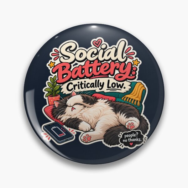 Item preview, Social Battery Critically Low – Exhausted Cat designed and sold by LakeshoreLegendsAndLight .