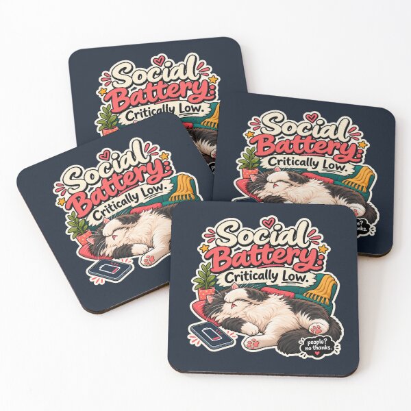 Item preview, Social Battery Critically Low – Exhausted Cat designed and sold by LakeshoreLegendsAndLight .