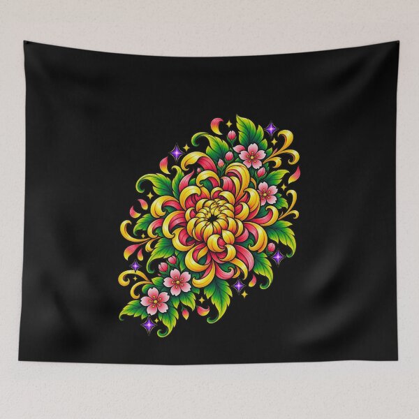 Item preview, Vivid Tropical Chrysanthemum Blossom Floral Art designed and sold by elderberry.