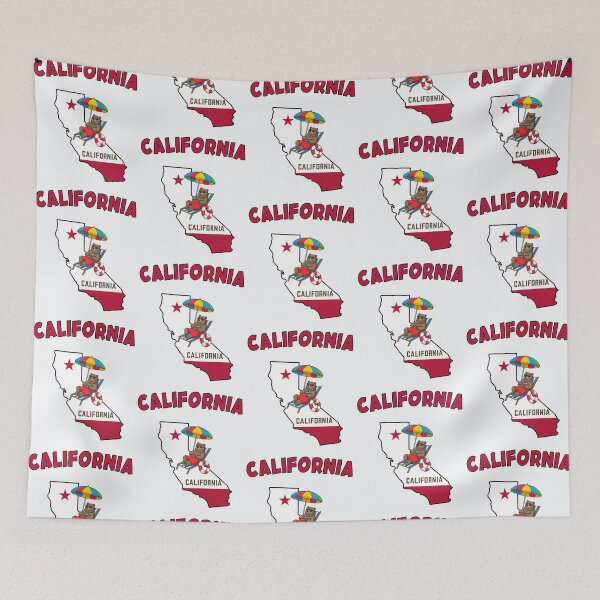 Item preview, California Republic Bear Beach Vacation Aesthetic State Map Art designed and sold by mashmosh.