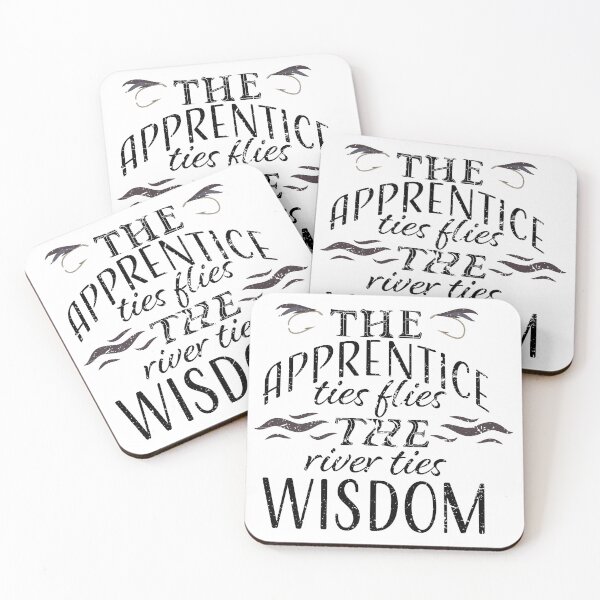 Item preview, The Apprentice ties flies, The river ties Wisdom fly fishing illustration. designed and sold by Art-Horizon.