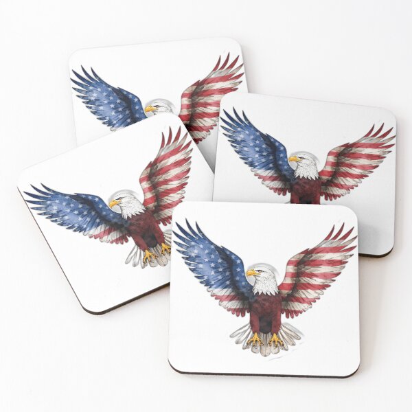 Item preview, Watercolor Bald Eagle American Flag Wings designed and sold by Infinityspark.