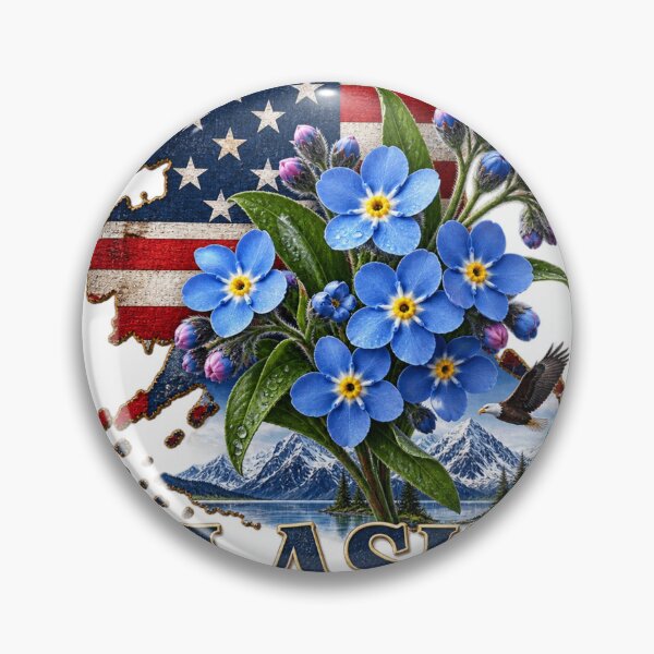 Item preview, Alaska State Pride Forget-Me-Not Flower American Flag Design – The Last Frontier Patriotic Wildflower Art T-Shirt designed and sold by MOELYA.