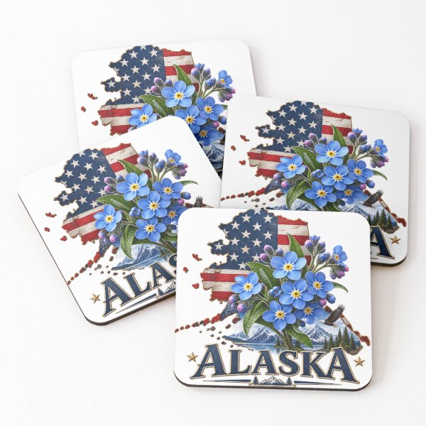 Item preview, Alaska State Pride Forget-Me-Not Flower American Flag Design – The Last Frontier Patriotic Wildflower Art T-Shirt designed and sold by MOELYA.
