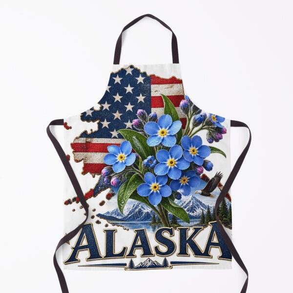 Item preview, Alaska State Pride Forget-Me-Not Flower American Flag Design – The Last Frontier Patriotic Wildflower Art T-Shirt designed and sold by MOELYA.