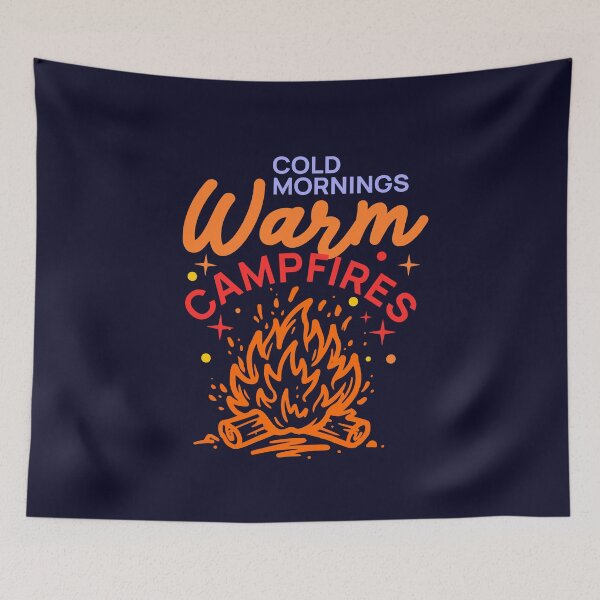 Item preview, Cold Mornings Warm Campfires Vintage Camping Outdoor designed and sold by LinaValearte.