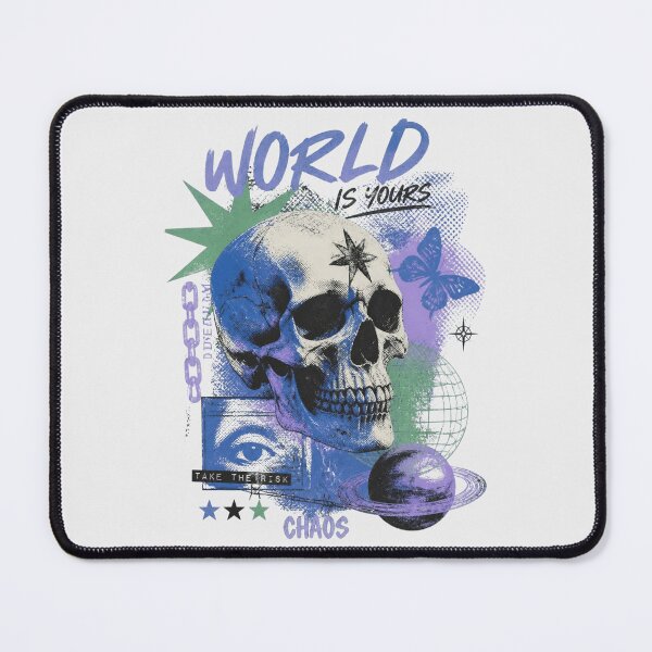 Item preview, World Is Yours Chaos Skull Grunge Aesthetic designed and sold by ERODED SELF.