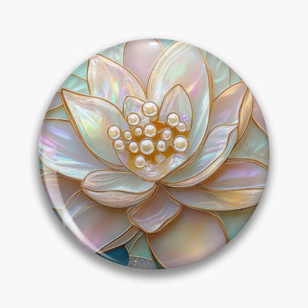 Item preview, Lotus Pearl Pink and Green Stained Glass Art designed and sold by MargaretWiktor.