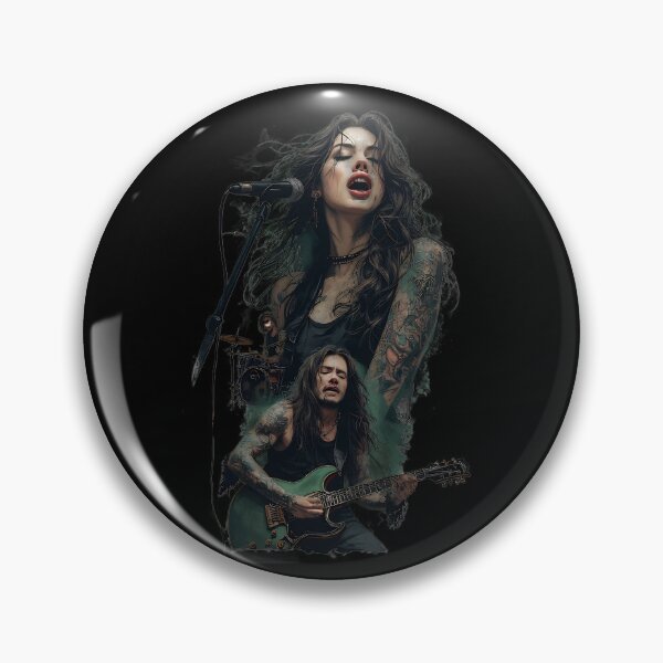 Item preview, Passionate Rock Band Art with Tattooed Female Singer and Guitarist designed and sold by UrbanPrts.